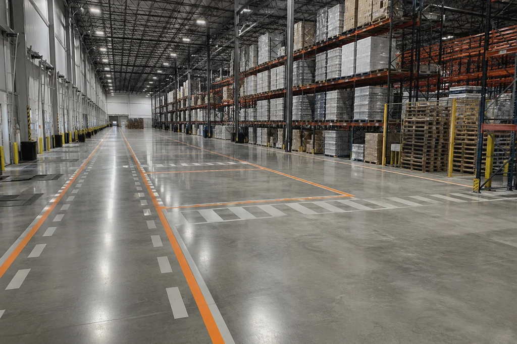Level 1 polished concrete floor, warehouse