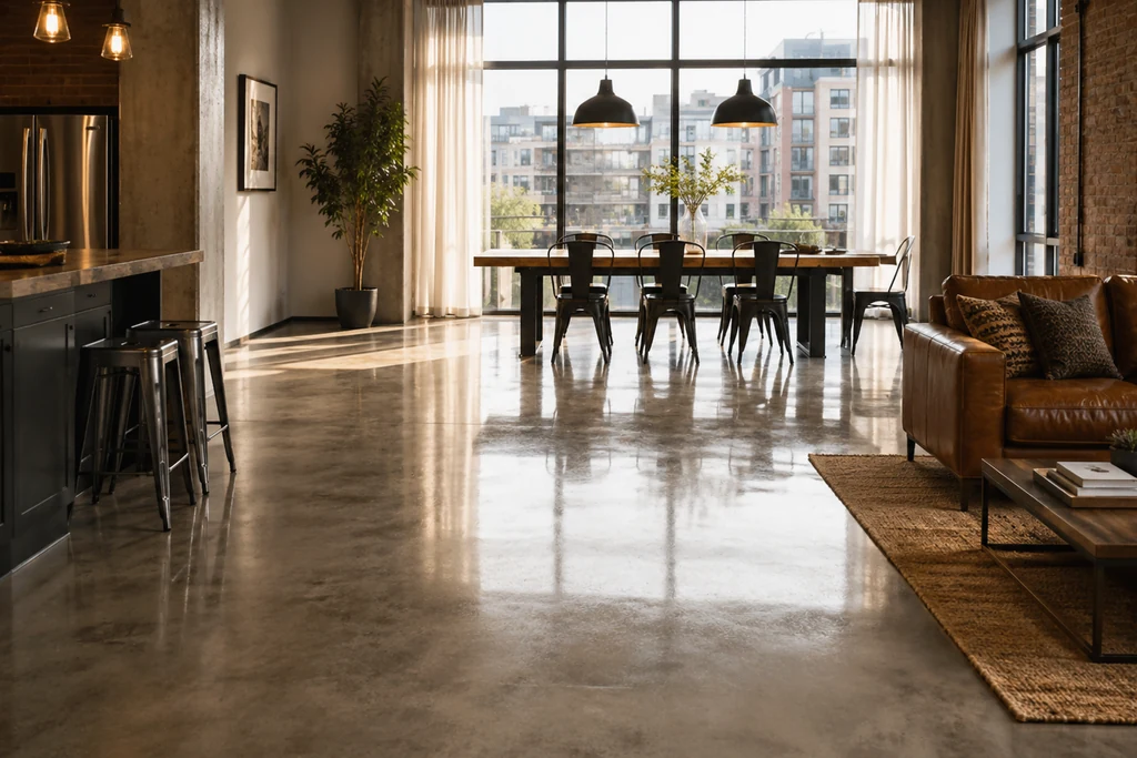 Level 3 polished concrete floor, residential